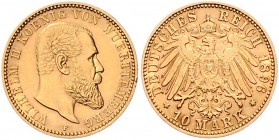 Württemberg Wilhelm II. 1891-1918 10 Mark 1896 F J. 295. 
 vz-