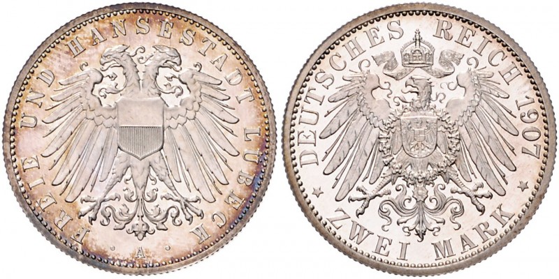 Lübeck 2 Mark 1907 A J. 81. 
 PP