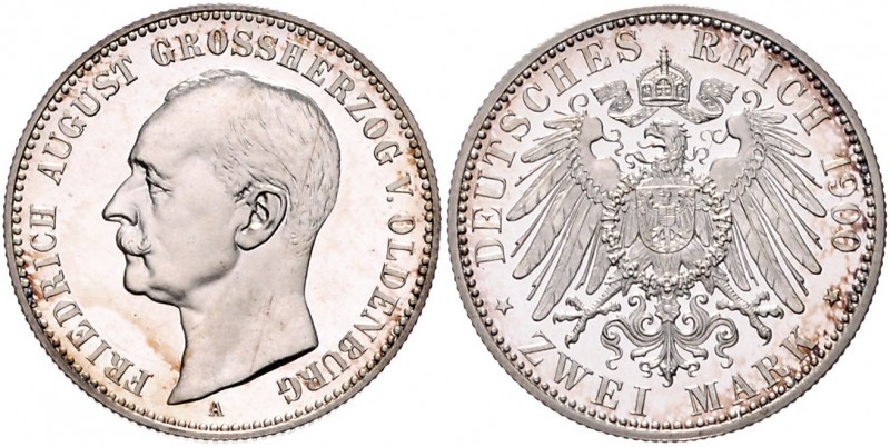 Oldenburg Friedrich August 1900-1918 2 Mark 1900 A J. 94. 
1 min. Haarlinie PP