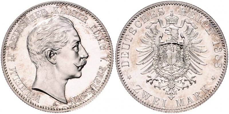 Preussen Wilhelm II. 1888-1918 2 Mark 1888 A J. 100. 
l. ber. PP