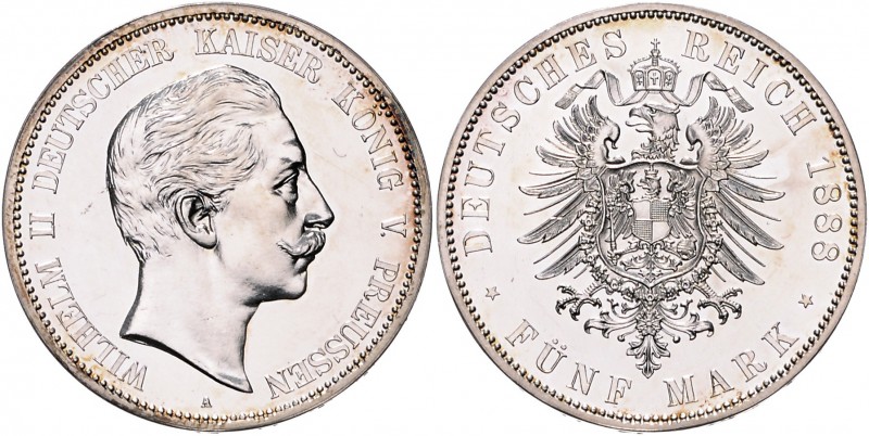 Preussen Wilhelm II. 1888-1918 5 Mark 1888 A J. 101. 
 PP-