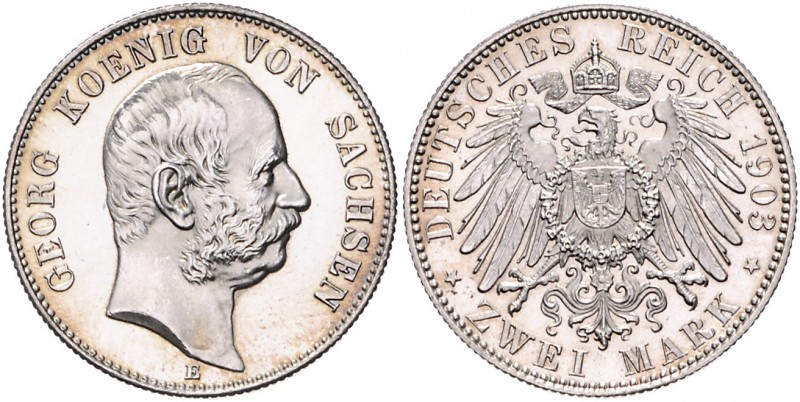 Sachsen Georg 1902-1904 2 Mark 1903 E J. 129. 
ein winz. Kr. PP