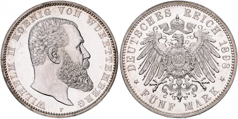 Württemberg Wilhelm II. 1891-1918 5 Mark 1898 F J. 176. 
winz. Kr PP