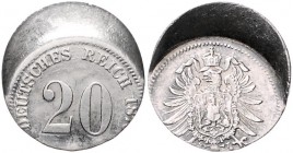 Kaiserreich Kleinmünzen 20 Pfennig 1876 (?) Fehlprägung: 25% dezentriert geprägt, Rand glatt. Fehlprägungen von diesem Münztyp kommen nur sehr selten ...
