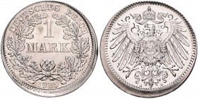 Kaiserreich Kleinmünzen 1 Mark o.J. A Fehlprägung: 10% dezentriert und ohne Riffelrand J. zu 17. 
 f.st