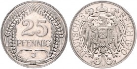 Kaiserreich Kleinmünzen 25 Pfennig 1910 J J. 18. 
 PP