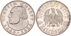 Drittes Reich 5 Reichsmark 1933 A Zum 450. Geburtstag von Martin Luther J. 353. 
 PP