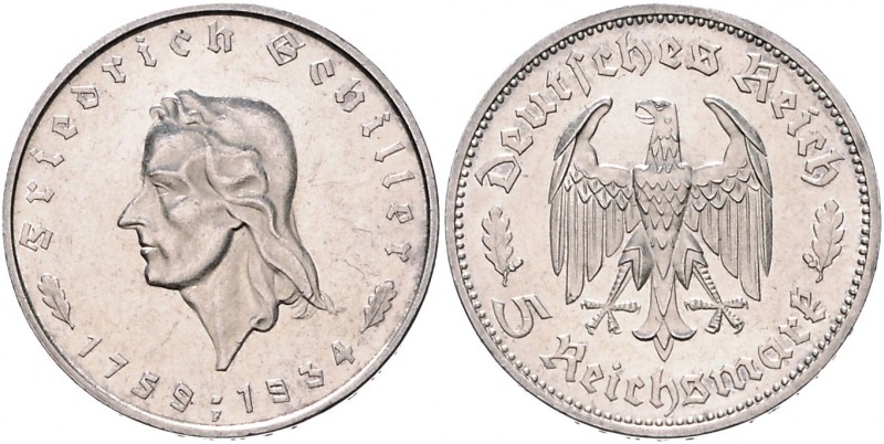 Drittes Reich 5 Reichsmark 1934 F Zum 175. Geburtstag von Friedrich von Schiller...