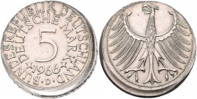 Bundesrepublik Deutschland 5 Deutsche Mark 1966 D Fehlprägung: ca. 10-15 % dezentriert, mit Randschrift. Dezentrierungen kommen bei diesem Münztyp nur...