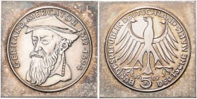 Bundesrepublik Deutschland 5 Deutsche Mark 1969 Merkator, einseitige Proben der Vorder- und Rückseite auf versilbertem Aluminiumklippen. Dieser Entwur...