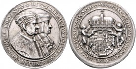 RDR - Österreich Ferdinand I. 1521-1564 Silbergussmedaille 1531 (v. Utz Gebhard, Joachimsthal) auf seine Vorgänger Friedrich III. und Maximilian I. Ha...