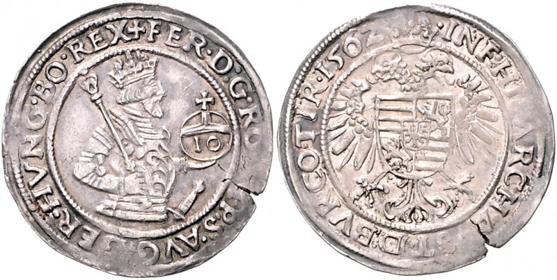 RDR - Österreich Ferdinand I. 1521-1564 10 Kreuzer 1562 Hall Moser/Tursky 150. ...