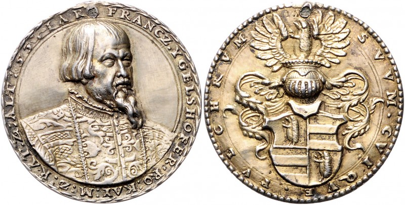 RDR - Österreich Ferdinand I. 1521-1564 Silbergussmedaille o.J. altvergoldet (v....