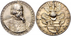 RDR - Österreich Ferdinand I. 1521-1564 Silbergussmedaille o.J. altvergoldet (v. J. Deschler) auf den kaiserlichen Rat und Ratsschreiber Franz Ygelsho...