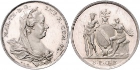 RDR - Österreich Maria Theresia 1740-1780 Silbermedaille o.J. (v, van Berckel) auf die flandrische Burggrafschaft Franc de Bruges 
28,7mm 7,2g vz-st
