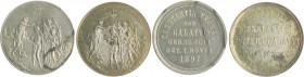 RDR - Österreich Franz Joseph I. 1848-1916 Lot o.J. von 2 silbernen Taufmedaillen (unsign.): 1878 von Alexander Constantin Ritter von Galatti und 1897...