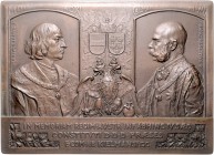 RDR - Österreich Franz Joseph I. 1848-1916 Bronzegussplakette 1901 einseitig (v. A. Scharff) auf das 400-jährige Jubiläum der Niederösterreichischen S...
