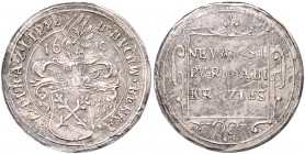 RDR - Länder - Böhmen Rudolf II. 1576-1612 Silberner Rechenpfennig 1610 (17. Jh.) späterer Abschlag, überprägt auf anderer Münze 
l.Prschw., 24,8mm 3...