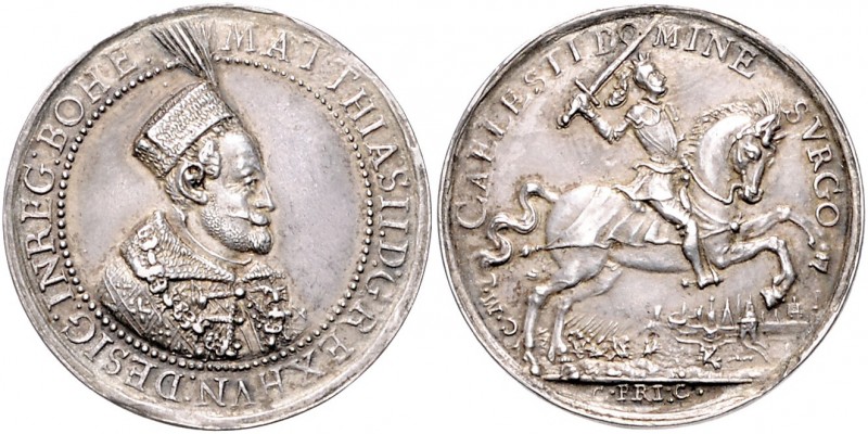 RDR - Länder - Böhmen Matthias II. 1612-1619 Silbermedaille o.J. (v. Christian M...