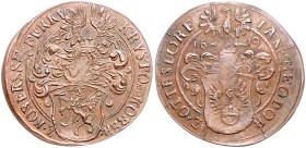 RDR - Länder - Böhmen Matthias II. 1612-1619 Cu-Rechenpfennig 1619 Christoph Kober von Kobersberg (Koberstejn) / Johann Theodor von Ottersdorf 
späte...
