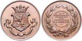 Belgien Leopold II. 1865-1909 Bronzemedaille 1894 (v. Lemaire) Präsent der Stadt Gent zum 100. Geburtstag an P. L. Termeyn Brett. 4508A. 
50,7mm 50,7...