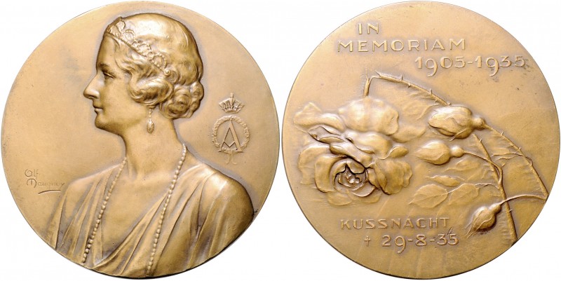 Belgien Leopold III. 1934-1951 Bronzemedaille 1935 (v. Mauquoy) auf den Tod sein...