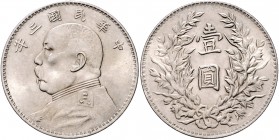 China Republik 1911-1949 Dollar o.J. Year 3 Yuan Shih-kai. Variante: Rs. geschlossenes Dreieck (Rev: closed triangel) LuM 63. KM 329 Var. Dav. 225. 
...