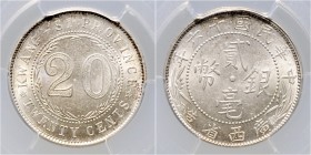 China - Kwanghsi Provinz (Guangxi) 20 Cent o.J. Year 15 LuM 175. KM 415b. 
PCGS MS62 vz