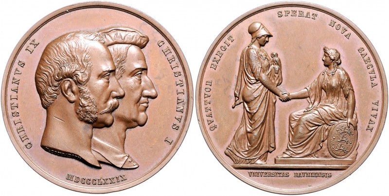 Dänemark Christian IX. 1863-1906 Bronzemedaille 1879 (v. H. Conradsen) auf die 4...