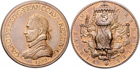 Frankreich Charles IX. 1560-1574 Bronzemedaille 1572 (Spätere Prägung) auf die Bartholomäusnacht 
37,7mm 19,4g vz+