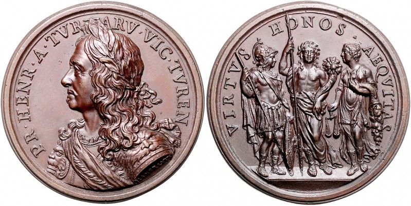 Frankreich Louis XIV. 1643-1715 Bronzemedaille o.J. (v. Hamerani) auf Henri de L...