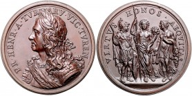 Frankreich Louis XIV. 1643-1715 Bronzemedaille o.J. (v. Hamerani) auf Henri de La Tour d´Auvergne, Vicomte von Turenne 1611-1675, einer der bedeutends...