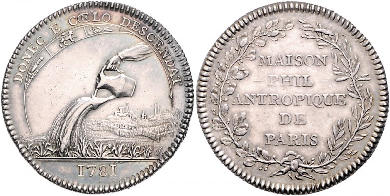 Frankreich Louis XVI. 1774-1793 Silbermedaille 1781 der 'Maison Philantropique d...