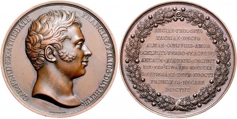 Frankreich Louis XVIII. 1814-1824 Bronzemedaille 1820 (v. Gayrard/Puymaurin) auf...