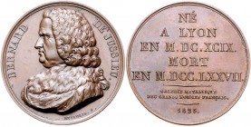 Frankreich Louis XVIII. 1814-1824 Bronzemedaille 1823 (v. Depaulis) auf Bernhard de Jussieu 1699-1777, Botaniker 
41,1mm 41,3g vz-st