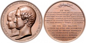 Frankreich Louis Philippe I. 1830-1848 Bronzemedaille 1842 (v. Borell/Allien) auf Louis-Philippe Albert und Louis Charles Philippe Raphael d´Orléans, ...
