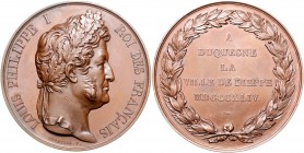 Frankreich Louis Philippe I. 1830-1848 Bronzemedaille 1844 (v. Depaulis) Prämie 'A DUQUESNE LA VILLE DE DIEPPE' 
56,5mm 106,3g f.st