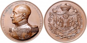 Frankreich Louis Philippe I. 1830-1848 Bronzemedaille o.J. (v. Schmitt) auf General Castellane 1788-1862, sehr erhabenes Porträt, i.Rd: Hand CUIVRE 
...