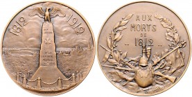 Frankreich III. République 1871-1940 Bronzemedaille 1912 (v. C. Breton) Zum Gedenken der Gefallenen der Grande Armee 1812, i.Rd: Füllhorn BRONZE 
50,...