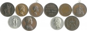 Frankreich - Lots Lot o.J. von 5 Stücken: Bronzemedaille 1833 auf die Vereinigung des jungen Frankreichs (41,7mm 25,8g), Bronzemedaille 1842 (v. Gayra...
