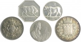 Frankreich - Lots Lot o.J. von 5 Silberprämien der Handelskammern Paris, Versailles, Reims und Le Havre 
 vz-st bis f.st