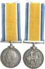 Großbritannien George V. 1910-1936 Versilberte Medaille o.J. (v. B.M./WMcM) Kriegsmedaille, mit Randgravur des Ausgezeichneten, mit Bandöse und Band ...