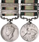 Britisch-Indien George VI. 1936-1947 Silbermedaille o.J. Verdienstmedaille mit Randgravur des Ausgezeichneten: 3133 RFM. HARAKBAHADUR THAPA, 1-3 G.R. ...