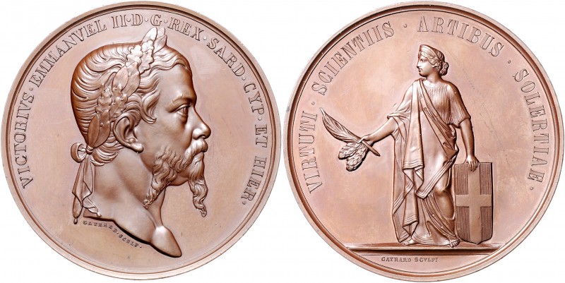 Italien Vittorio Emanuele II. 1849-1859 Bronzemedaille o.J. (v. Gayrard) auf die...