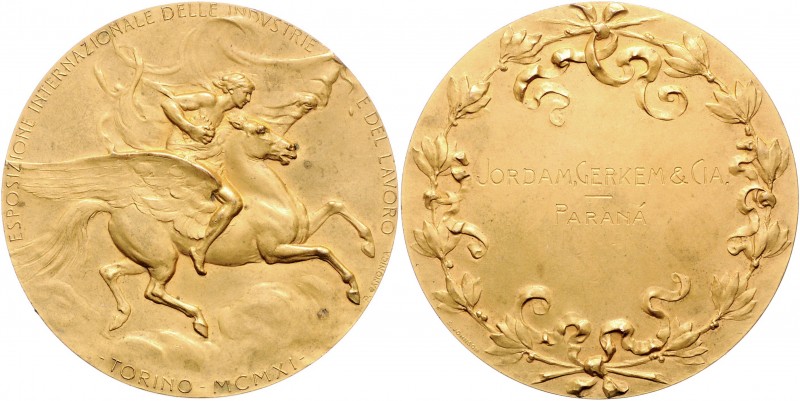 Italien Vittorio Emanuele III. 1900-1946 Vergold. Bronzemedaille 1921 (v. Canoni...