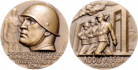 Italien Vittorio Emanuele III. 1900-1946 Bronzemedaille 1935 (v. Johnson/Emonti) auf den Einmarsch in Addis Abeba 
43,8mm 43,1g vz+