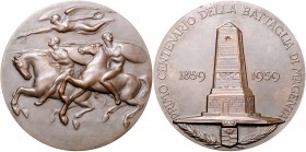 Italien Republik Bronzemedaille 1959 (v. Johnson) auf den 100. Jahrestag der Schlacht von Magenta 
60,7mm 81,6g vz