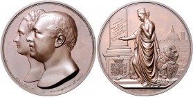 Italien - Florenz Bronzemedaille 1879 (v. Cambi/Vagnetti) Zur Erinnerung an Paul Demidoff Fürst von San Donato und seine Frau Elena 
59,3mm 114,2g vz...