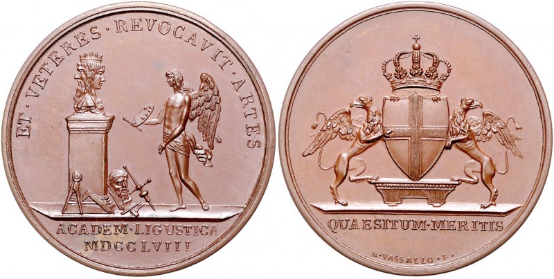 Italien - Genua Bronzemedaille 1758 (v. Vasallo) Prämie der Akademie der Schönen...