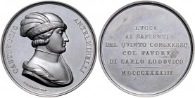 Italien - Lucca Bronzemedaille 1843 (v. Girometti) auf den Kongress der Wissenschaften in Lucca Forrer 2/274. 
54,4mm 67,8g vz-st